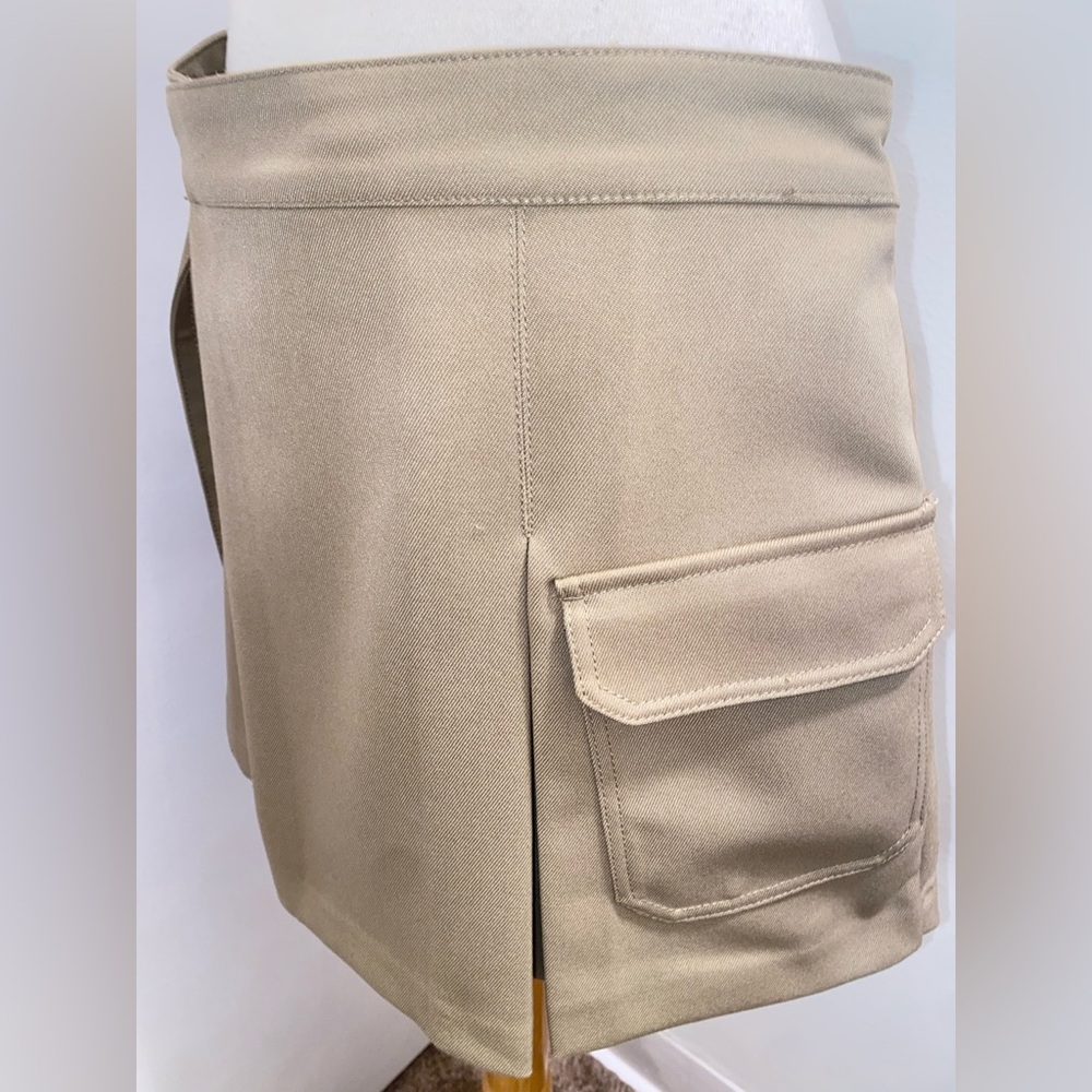 ZARA Beige Women's High Waisted Cargo Skort with Pockets - Size L - NEW - Picture 8 of 11